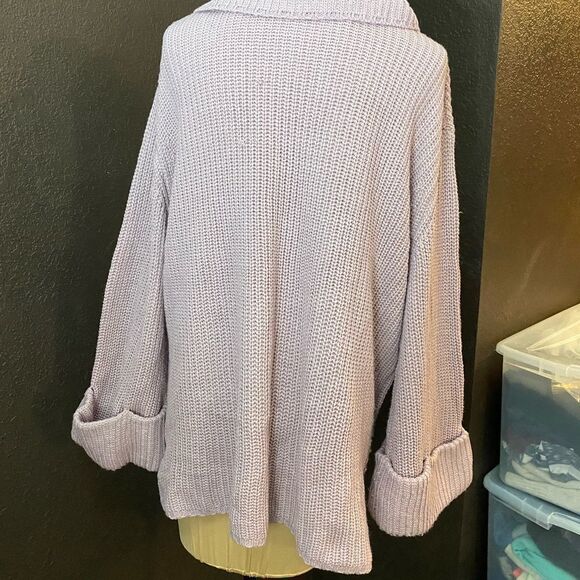 Lane Bryant dusty rose cowl neck tunic sweater with bell cuff sleeves - Picture 5 of 6